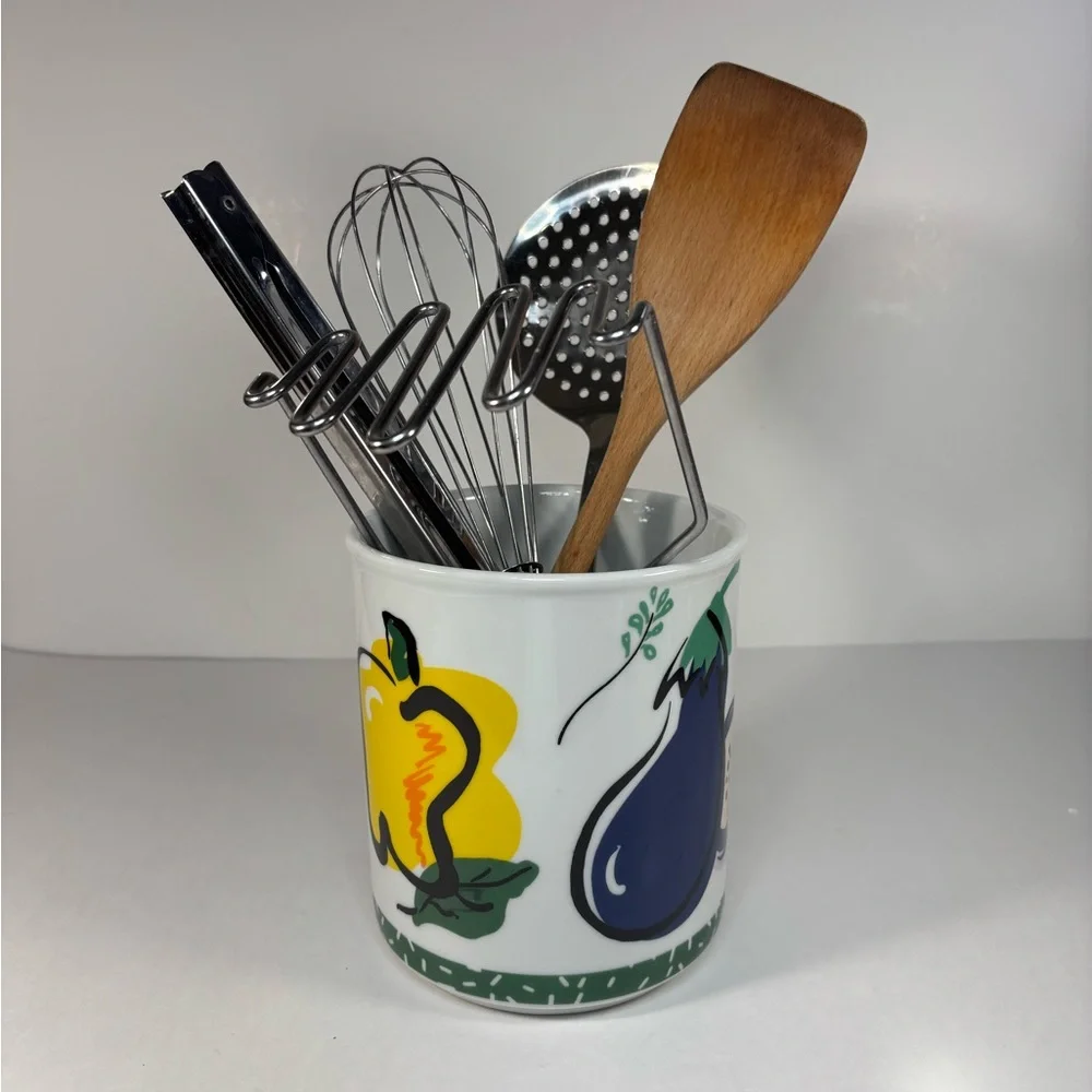 Vibrant‎ Ceramic Utensil Holder with Fruit Design